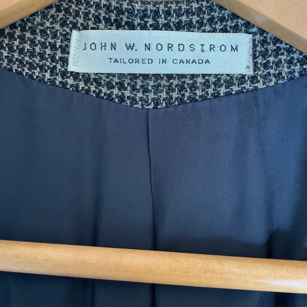 John W Nordstrom Sport Coat Mens 44 Wool Cashmere Zegna Houndstooth Blazer Brown